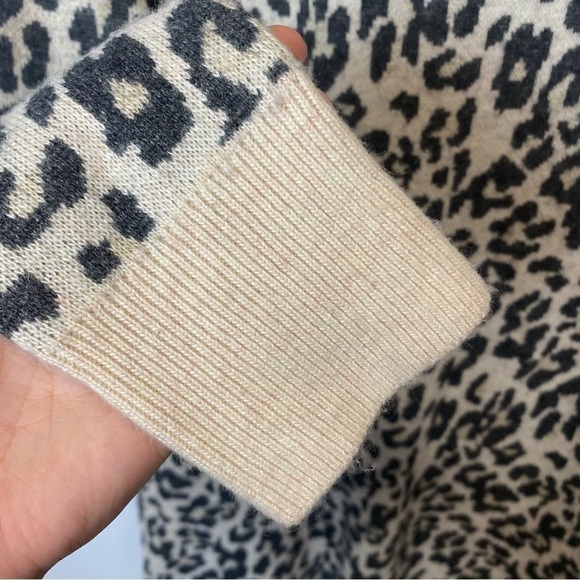 LOFT Leopard Print Jacquard Turtleneck Wool Blend Sweater Dress - Picture 6 of 8